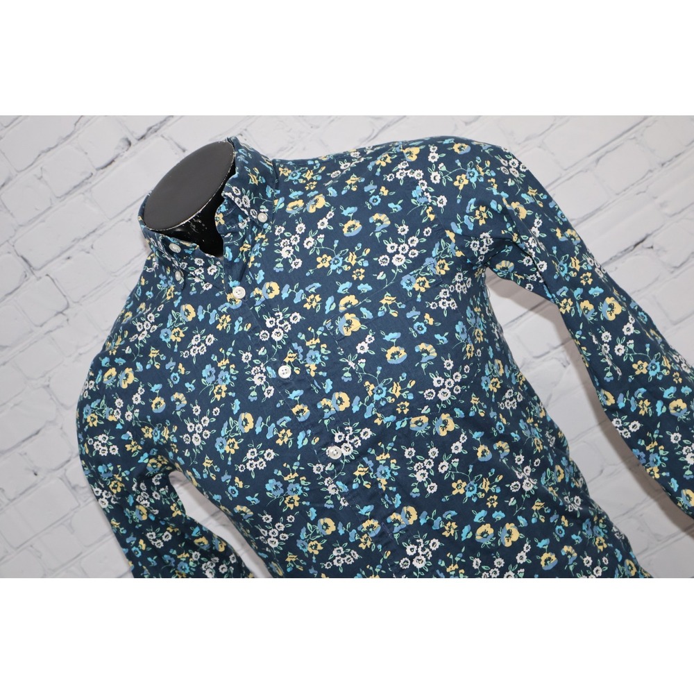 J.Crew Button Down Dress Shirt Men XS Navy Blue Floral Slim Fit A0343 Cotton